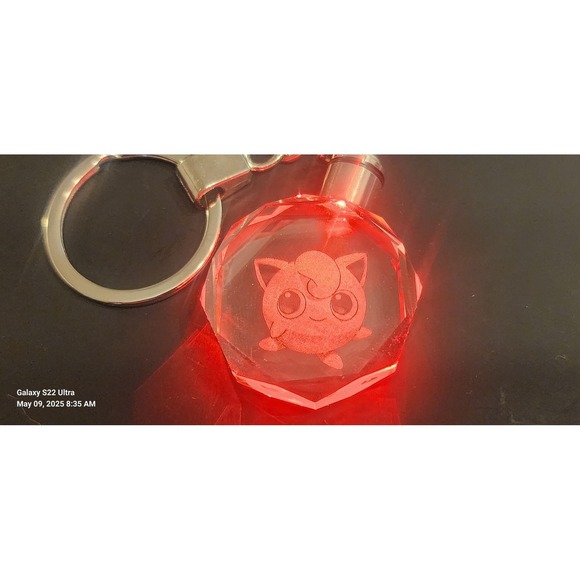 Pokemon Jigglypuff Keychain Crystal LED Light Up Keyring Anime Gift - Picture 5 of 5